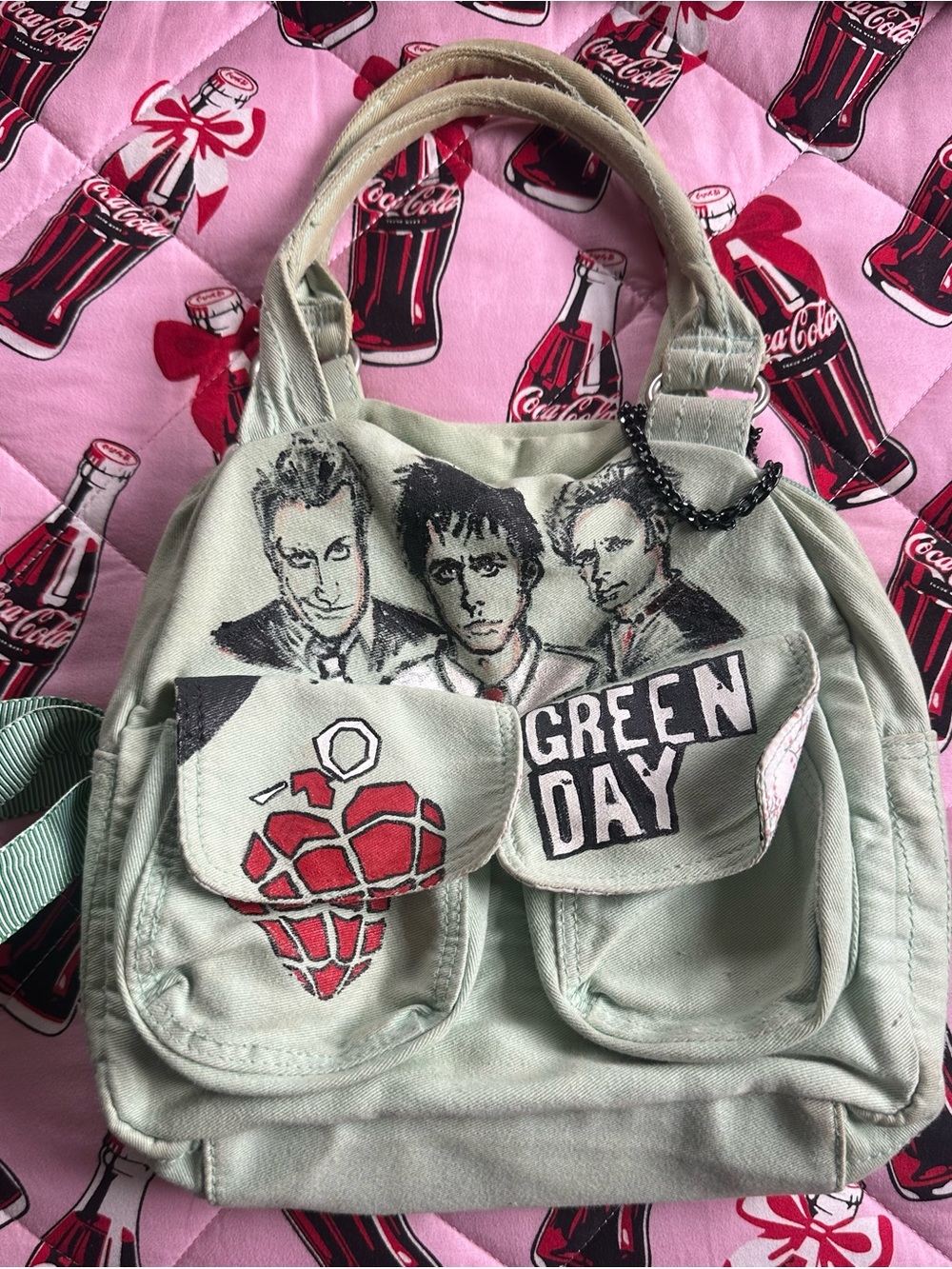 Green Day Hand Painted Purse Vintage Y2K